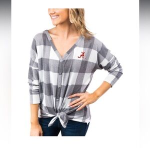 Women's Gray/White Alabama Crimson Tide  Plaid Button-Up Long Sleeve Shirt
